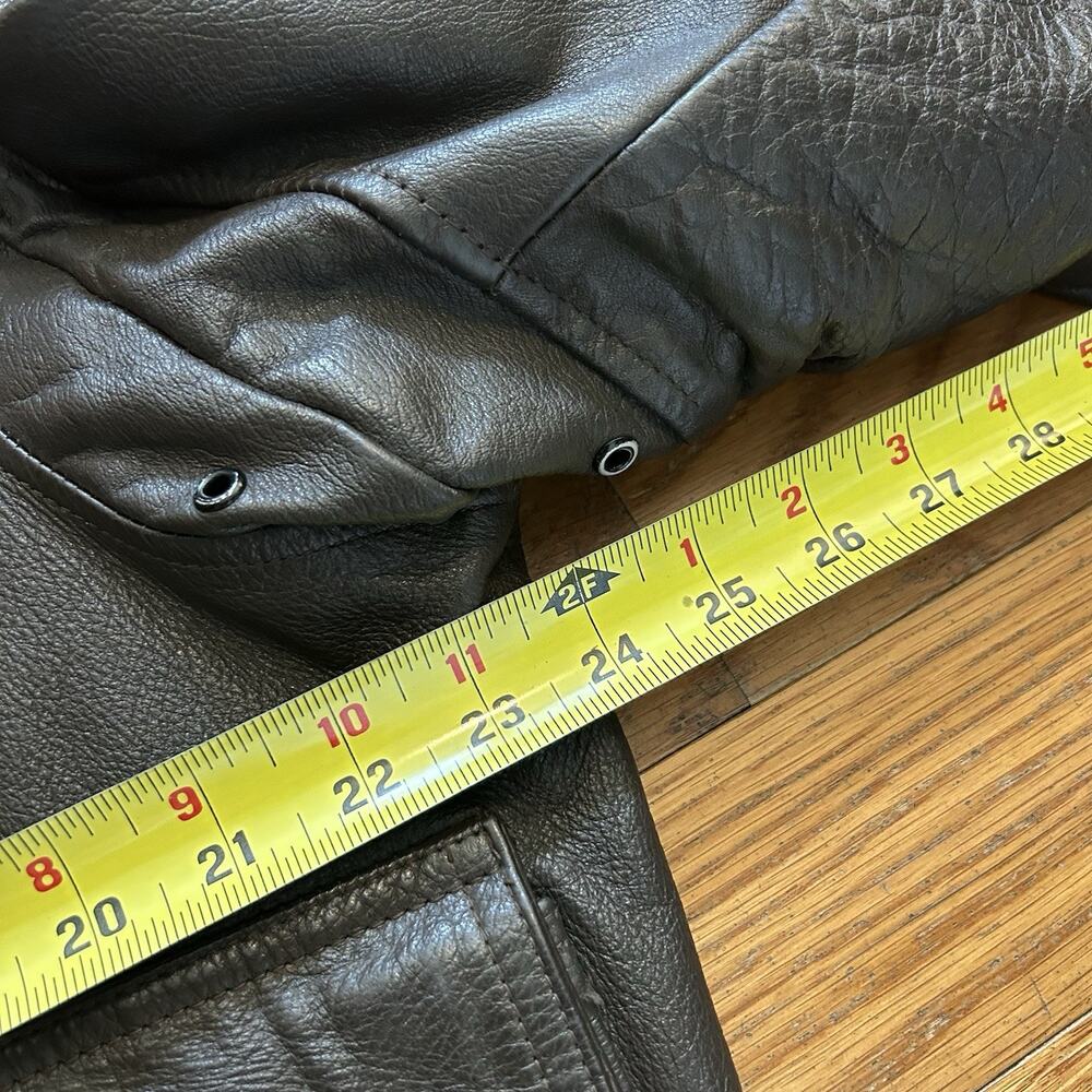 Vintage 60s 70s Startown USN Military Brown Leather Flight Bomber Jacket 46 - Picture 6 of 7